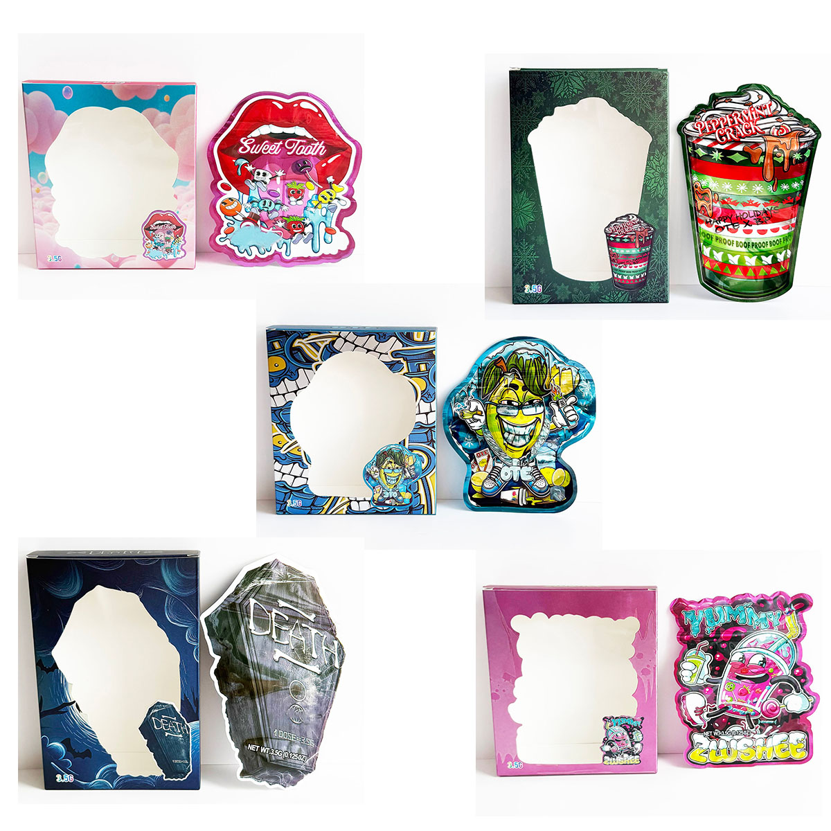 Food Storage Mylar Bags - Zestaw opakowań prezentacyjnych o nietypowym kształcie,