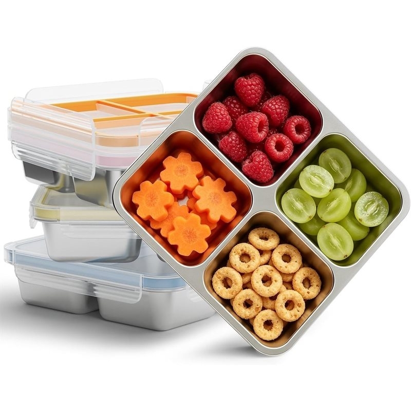 Food Storage Stainless Steel Containers - GIGI 4-pakowe pojemniki na przekąski ze