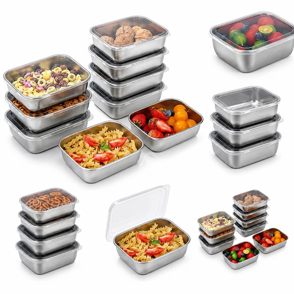 Food Storage Stainless Steel Containers - 6 SZT. Pojemników na żywność ze