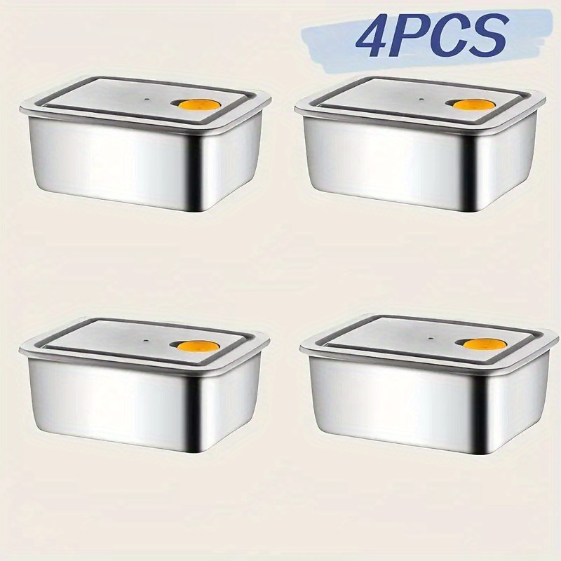 Food Storage Stainless Steel Containers - 4-częściowy zestaw pojemników do przechowywania żywności