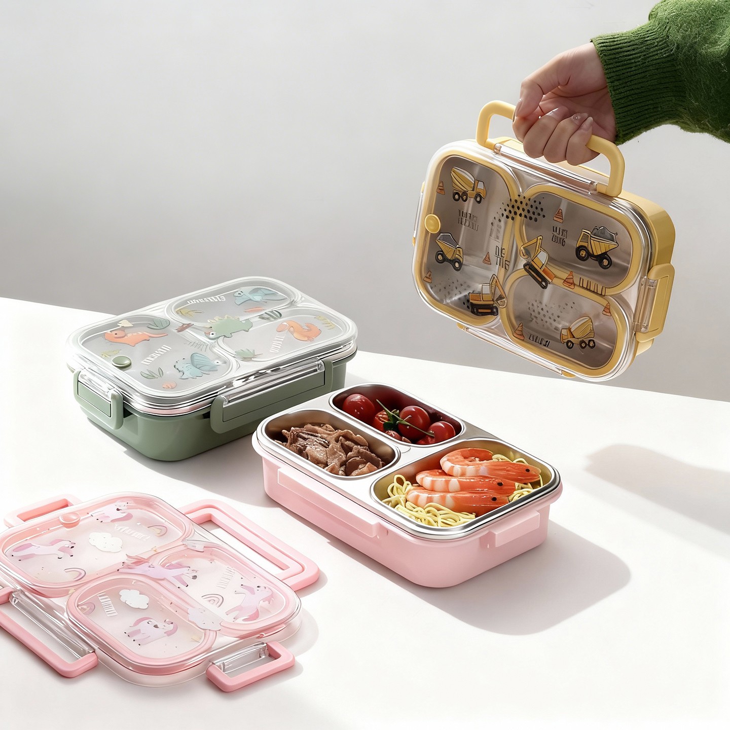Food Storage Dividers - Duży, pojemny, kreskówkowy lunchbox dla dzieci