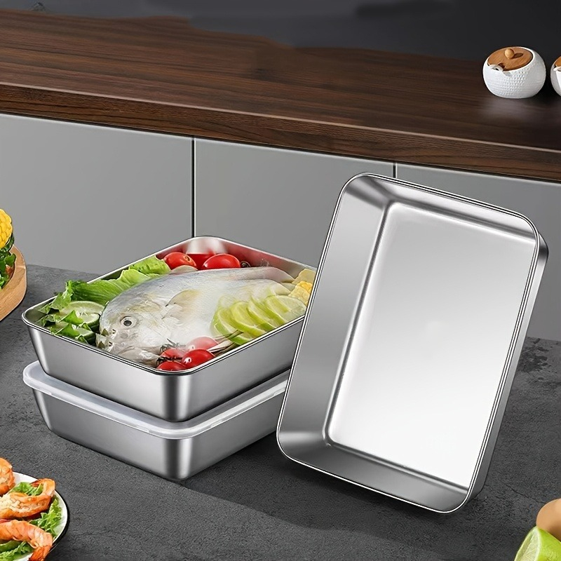 3/6 szt. Prostokątna pojemnik  – Food Storage Stainless Steel Containers recenzja i cena