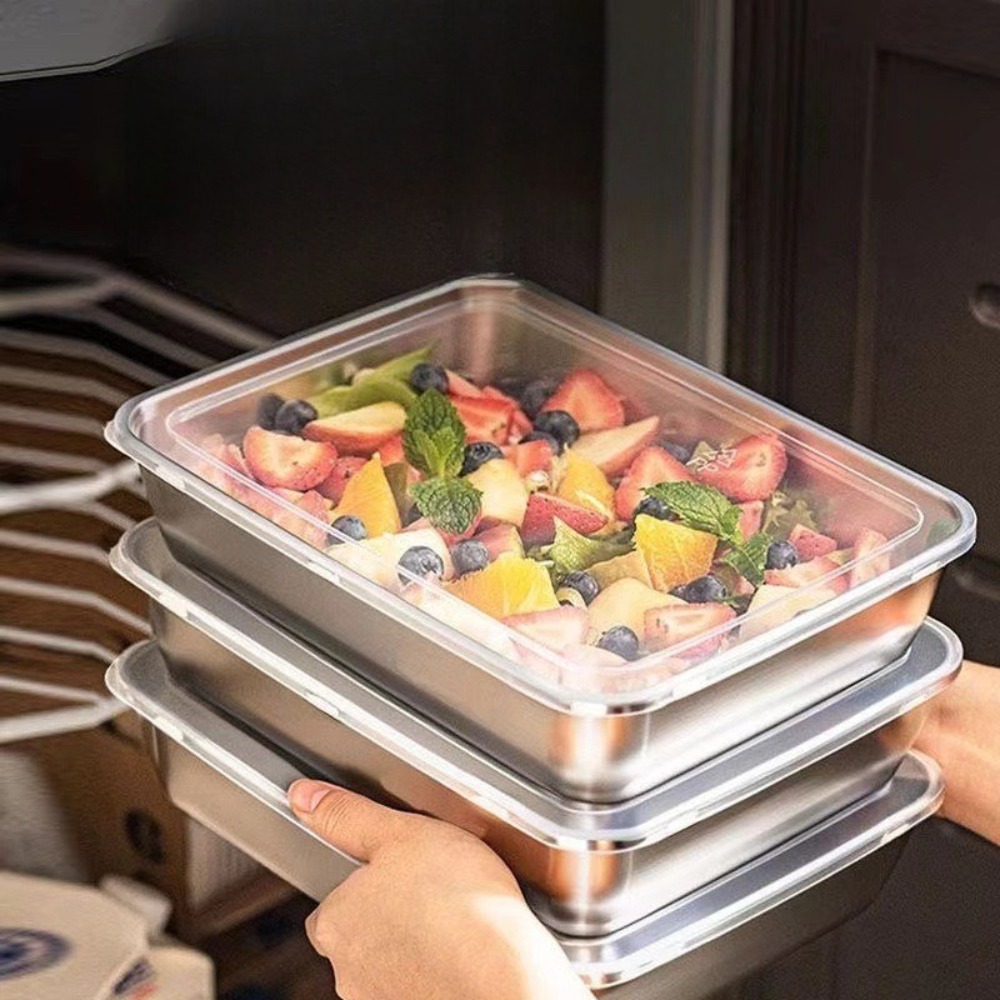 Taca do serwowania z pokrywką  – Food Storage Stainless Steel Containers recenzja i cena
