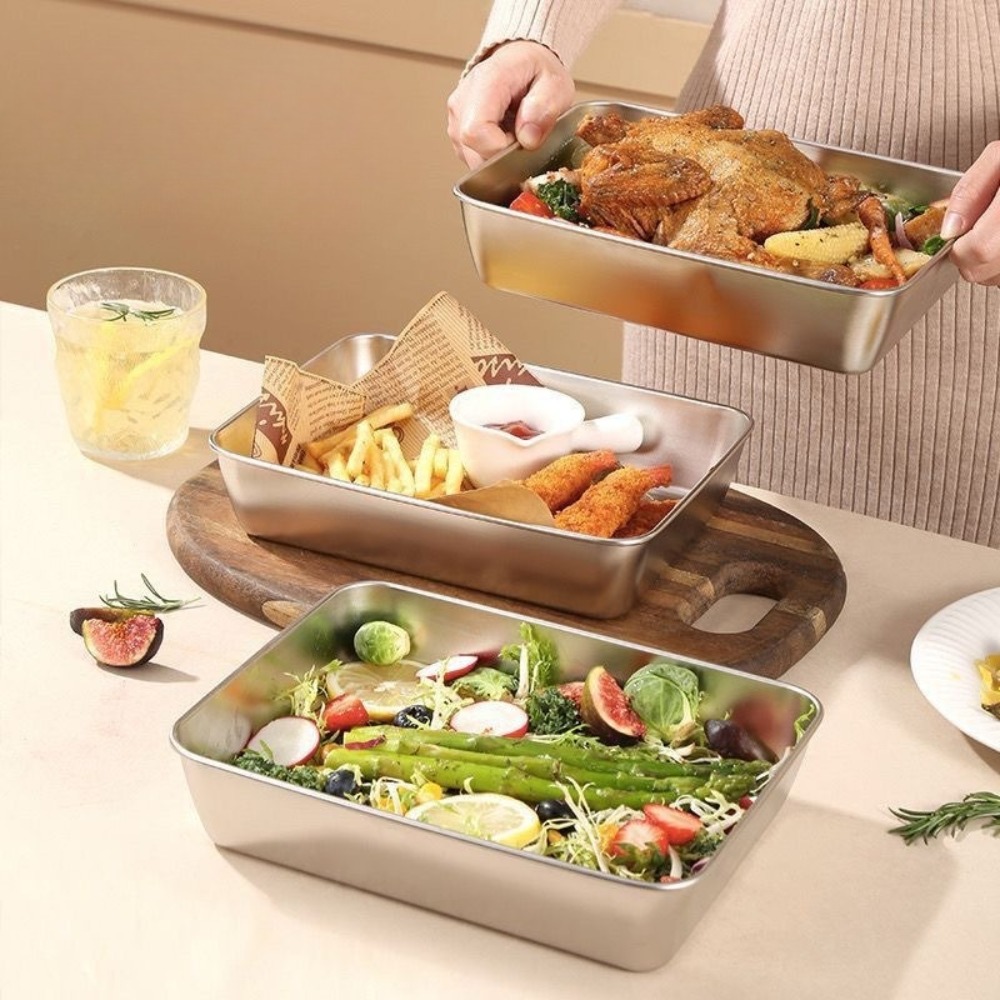Taca do serwowania z pokrywką  – Food Storage Stainless Steel Containers recenzja i cena