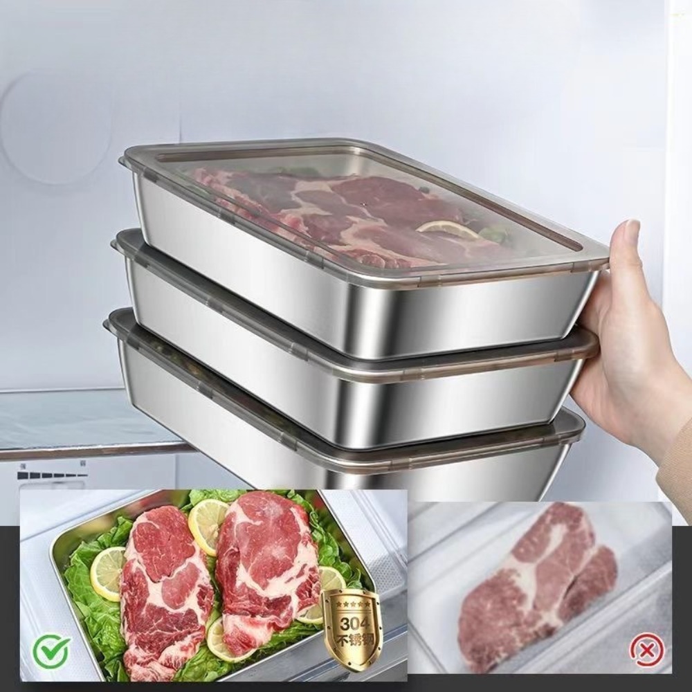 Taca do serwowania z pokrywką  – Food Storage Stainless Steel Containers recenzja i cena